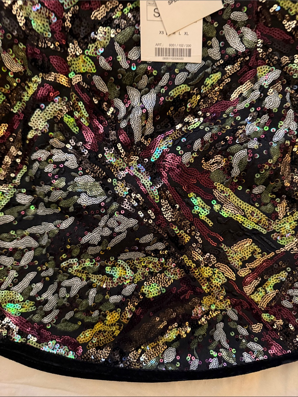 Zara NWT multicolor Sequin Mini Skirt on black underlay size Small - Picture 5 of 14